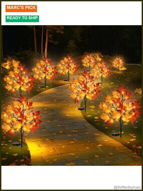 8 Pack Solar Maple Leaf Pathway Lights Waterproof Outdoor Decoration
